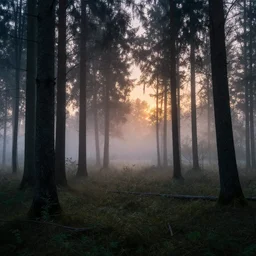 award winning nature photo of a hungarian forrest in the mist, at twilight, beautiful, atmospheric, 4k