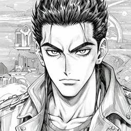 Gigachad, by Q Hayashida, high quality, intricate line work, pen and ink