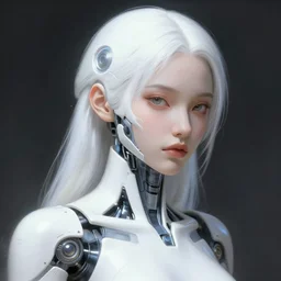 a white cast futuristic biomechanical humanoid filipino girl with pretty face porcelain skin futuristic digital painting cyberpunk 8 k
