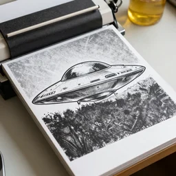 a risograph of a ufo