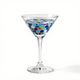 mosaic martini glass, 8k product photo, isolated on a pure white background, centered, entire object in frame, sharp focus, soft studio lighting