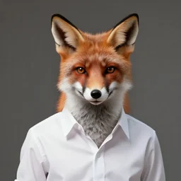 a fox being part of the mafia wearing a white shirt and a red tie on a black vest, drawn picture