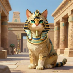 digital painting of an egyptian pharaoh cat in a scenic temple, trending on artstation, beautiful