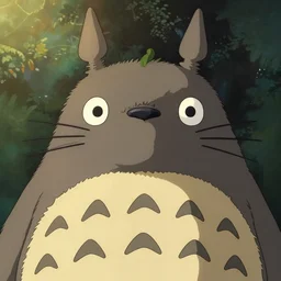 tom hanks in totoro, close up face , by ghibli studio