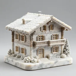 a marble sculpture of a chalet hyperdetailed and hyperdetailed