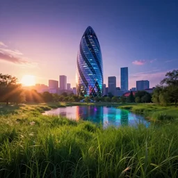 landscape by norman foster, meadow morning sun laser fisheye anime at dusk retrowave lake magic realism thermal vision neon noir nightvision darkacademia vaporwave cyberpunk, archdaily, wallpaper, highly detailed, trending on artstation.
