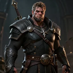 an dark epic fantasy comic book style portrait painting of brother rike from the prince of thorns by mark lawrence, a big man with an ugly face, unreal 5, daz, hyperrealistic, octane render, cosplay, rpg portrait, dynamic lighting