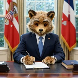 reuters photo of a furry fursuiter president signing bills at the oval office desk, 2 0 1 5