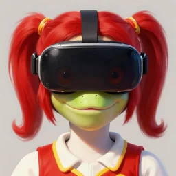 close up sci - fi brian redban dressed as wendy's mascot poster reptile eyes, red pigtails, vr headset, centered, digital painting, smooth, sharp focus, illustration, artgerm, tomasz alen kopera, peter mohrbacher, donato giancola, joseph christian leyendecker, wlop, frank frazetta