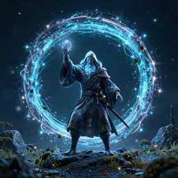 a sorcerer conjuring a portal to another world, 3 d octane render
