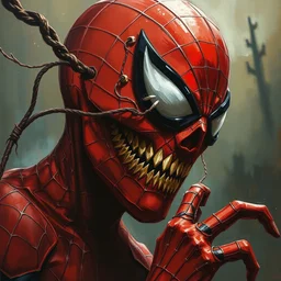a highly detailed painterly painting of halloween peter parker, by james gurney, greg rutkowski, by craig mullins, ( ( ( ( ( spiderman
