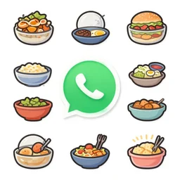 a whatsapp stickers pack of lunch time, cartoon