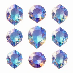 an iridescent set of gem stones, fortnite game assets, 4K, detailed, art by bauhaus