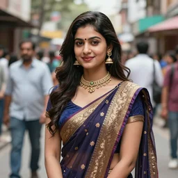 color Mid-shot portrait of a beautiful 20-year-old woman from India in her traditional get-up, candid street portrait in the style of Mario Testino award winning, Sony in the style of waya steurbaut