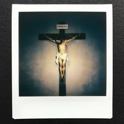 Polaroid Photo hidden camera of the crucifixion of Christ