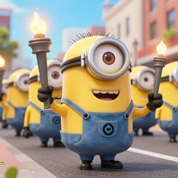 Minions marching at Charlottesville with tiki torches