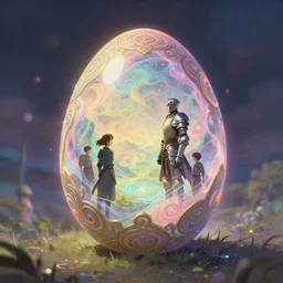 ornate egg, regeneration, landscape, epic composition, volumetric light, bokeh, painting by ilya kuvshinov and by makoto shinkai, side profile, chaos knight, intricate metal armor, gloomhaven, luminescent, colorful swirly magic ripples, pastel colors, by greg manchess, huang guangjian, gil elvgren, sachin teng, greg rutkowski, jesper ejsing