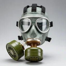 a studio photo of a gas mask made of glass