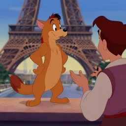 disney's quasimodo standing on a set in paris talking to a director. 1 9 9 5 tv capture. disney cartoon style.