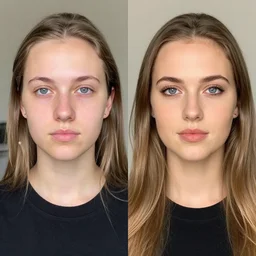 Beautiful swedish girl, before and after makeup