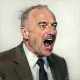 saul goodman, screaming, painting by kay sage,'action lines '!!!, graphic style, visible brushstrokes, motion blur, blurry