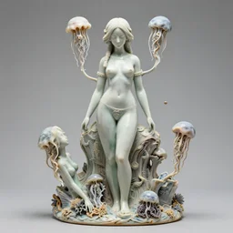 3 d sculpture of porcelain woman surrounded by plankton by kim jung gi