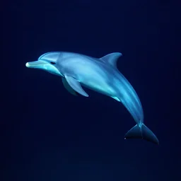 luminescent dolphin swimming in the night sky