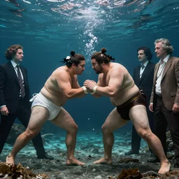 epic beautifull renaissance portrait of a 2 sumo fighting underwater, art by * christy lee rogers * ( with help of mario testino and peter lindbergh, marta syrko and neil leifer )