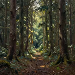 woods, cinematic lighting, detailed oil painting, hyperrealistic, 8k
