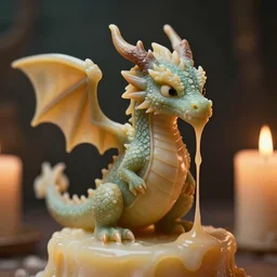 A tiny dragon made of wax, dripping candle, macro, dramatic lighting, cinematic, establishing shot, extremely high detail, foto realistic, cinematic lighting, post processed, concept art, high details, cinematic, 8k resolution, beautiful detailed, photorealistic, digital painting, artstation, concept art, smooth, sharp focus, artstation trending, octane render, unreal engine