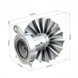 exploded view, design document, dimensional drawing, industrial fan turbine, rubber gasket 4 k, product blueprint image
