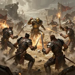 an epic battle, Trending on artstation.
