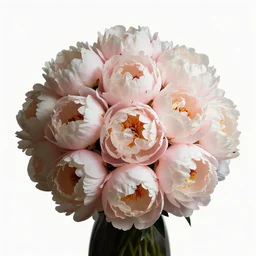 giant peonies bouquet, high detail photograph, full body, isolated on a pure white background, centered, entire subject in frame, sharp focus, soft studio lighting
