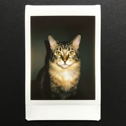 a polaroid picture of a zombie cat rembrandt lighting