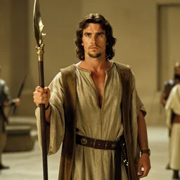film still of Christian Bale as Moses in The Ten Commandments 1956