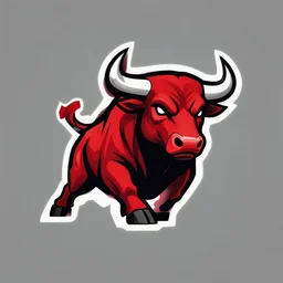 a charging bull, modern, angular, aggressive, stylized, classic, red, black, pictorial mark, vector logo