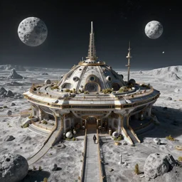 photo of a solarpunk moon base