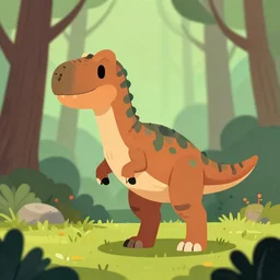 an illustration of a dinosaur k 9. 0 0 0 in the woods, trending on artstation, central composition, very cartoon, shape focus, high detailed, by anton fadeev