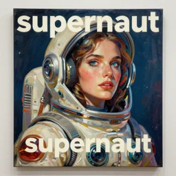 a gallery artwork by Phil Noto Phil Noto Phil Noto Phil Noto called supernaut supernaut showing a very pretty lady in a vintage sci-fi space suit. Hyper detailed brushwork. Graphic comic book style.
