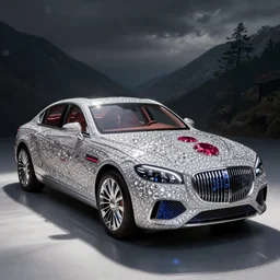A beautiful automobile designed by Lalique, ruby, sapphire, diamond, precious metal, perfect