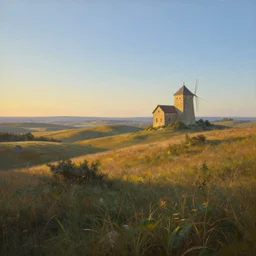 landscape, fantasy, painting, ultra realistic!!!, clear weather, golden hour, sharp focus