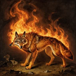 fire wolf by hieronymus bosch