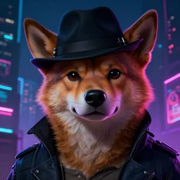 portrait of furry detecive in the neon noir cyberpunk city furry anthropomorphic furry dog in black hat, epic portrait illustration, darek zabrocki, noah bradley, artstation, photorealistic close - up portrait, detailed illustration portrait, incredible details, disney stylized furry, dark cyberpunk illustration