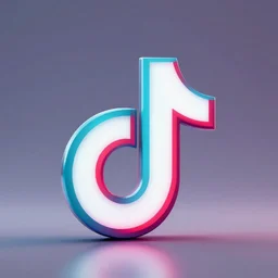 Tik-tok logo, colorful, cyberpunk, neon, future, very detailed product render, without text