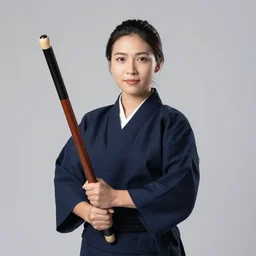 a woman holding a kanabo