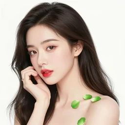 the portrait of an absurdly beautiful, graceful, elegant, sophisticated asian woman made of strawberries and green petals, an ultrafine hyperdetailed illustration by kim jung gi, irakli nadar, intricate linework, bright colors, octopath traveler, final fantasy, unreal engine 5 highly rendered, global illumination, radiant light, detailed and intricate environment