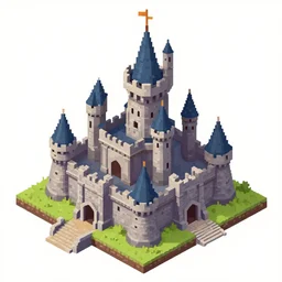 castle, isometric pixel art, 1 6 bit, fantasy