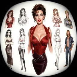 sophia loren as a creepy pinup, character sheet, concept design, contrast, hot toys, kim jung gi, greg rutkowski, zabrocki, karlkka, jayison devadas, trending on artstation, 8 k, ultra wide angle, pincushion lens effect
