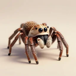 a cute jumping spider, by pixar, neutral background