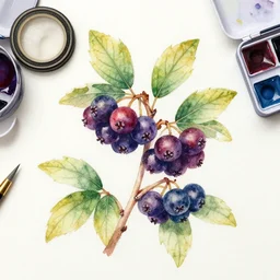 baneberry plant, high quality watercolors, award winning, trending on artstation